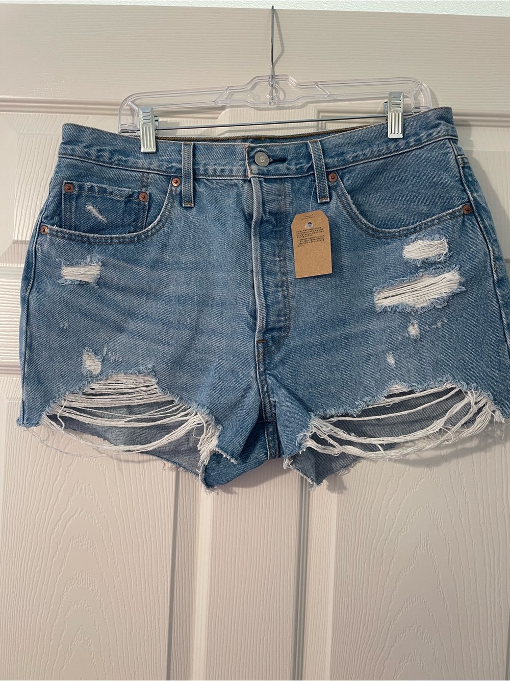 Levi's Light Blue Distressed Denim Cutoff Shorts